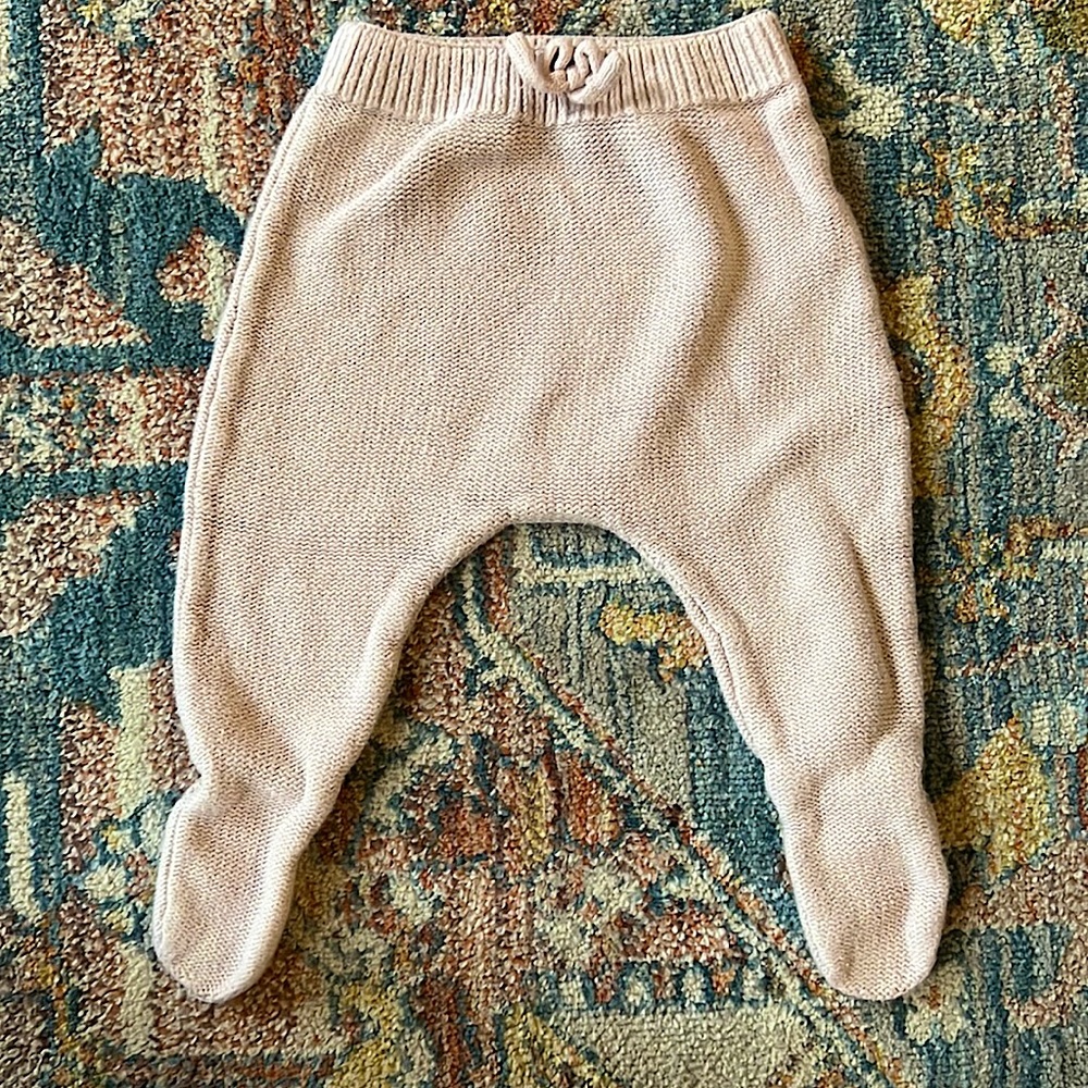 Zara Mini knit footed leggings with bow